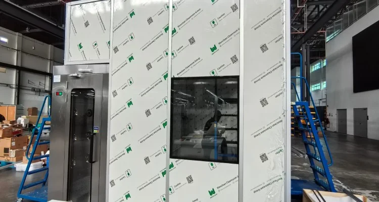Genetek Malaysia cleanroom air shower and flush vision window integrated into modular wall panels