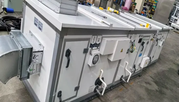 Genetek Malaysia cleanroom HVAC interface detail with duct connection on modular cleanroom shell
