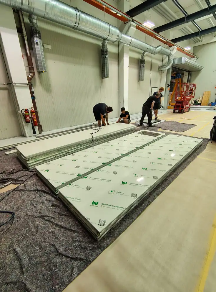 Wonclean modular cleanroom panels prepared for installation at the Germany Thomas industrial cleanroom project